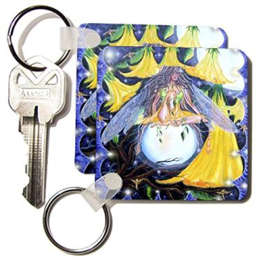 Imagem de 3dRose Brownie trompete veneno Moon – chaveiros, 5,7 x 11,4 cm, conjunto de 2 (kc_3619_1)