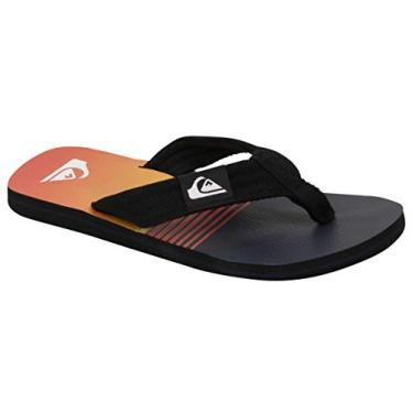 Imagem de Quiksilver Sandália juvenil Molokai Layback para meninos, preto/preto/laranja, 12 Big Kid