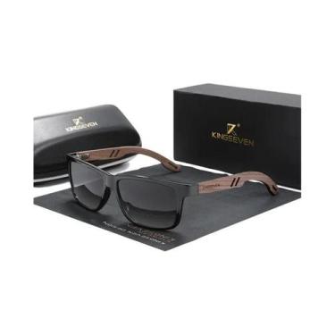 Imagem de Óculos de Sol de Madeira Polarizados Vintage - UV400 - Moda Quadrada p