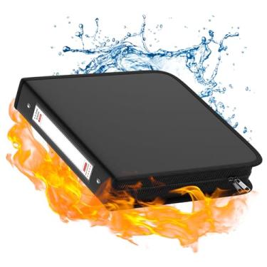 Imagem de ZOOPIP Fichário de 3 anéis à prova de fogo com zíper, anéis D de 2,5 cm comporta 245 folhas de 21,6 cm x 28 cm (A4), compatível com protetores de página transparente, rede embutida e suporte de caneta