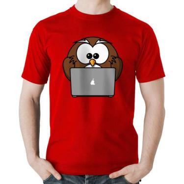 Imagem de Camiseta Algodão Coruja Internauta - Foca na Moda, Vermelho, P