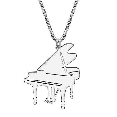 Imagem de DALANE Colar de piano delicado de aço inoxidável, banhado a ouro 18K, pingente de instrumento musical, joias modernas para mulheres, meninas, presentes, Medium, Aço inoxidável, Sem Pedra Preciosa