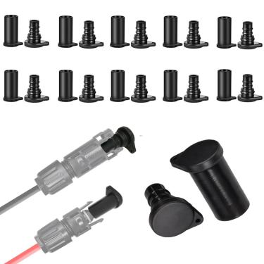 Imagem de Slocable Tampa do conector do painel solar, 10 pares de silicone IP67 à prova d'água e poeira, tampa macho e fêmea para conector solar, inversor solar
