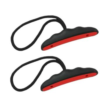 Imagem de rockible 2pcs caiaque lida com as traças de tração da canoa marinha portátil com garras manuais de corda para esportes aquáticos de caiaques ao ar, Preto Vermelho