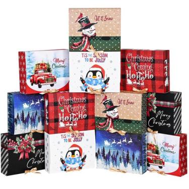 Imagem de Caixas de Presente de Natal WLUSEAXI (12 Unidades) - Grandes com Tampa
