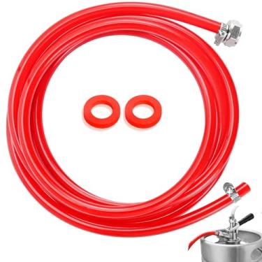 Imagem de Tubulação de linha de gás CO2 de cerveja de 3 m para Kegerator ID 5/40.6 cm linha de gás PVC vermelho mangueira de gás CO2 com OD 5/40.6 cm encaixe de farpa para cerveja de pressão caseira