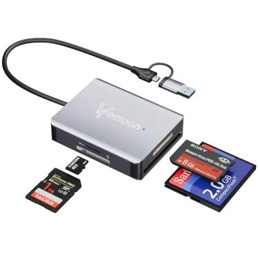 Imagem de Leitor de cartão SD 4 em 1, conector duplo USB C USB A 3.0 adaptador de cartão de memória, 4 cartões SD Micro SD MS CF leitura e gravação simultânea, compatível com iPhone/iPad/MacBook/Samsung/Tablets