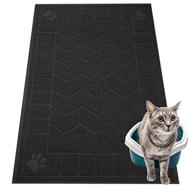 Imagem de Motsamla Tapete de areia para gatos, tapete de armadilha macio nas patas de gatinho, tapete de caixa de areia de gatinho de 88,9 cm x 60,9 cm para pisos mais limpos, à prova d'água, fácil de limpar, almofada de areia de gato durável de tamanho grande para gatinhos.