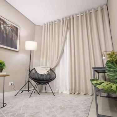 Imagem de Cortina Voil Gaze De Linho 2,60x2,30 Para Varão Com Ilhós Sala ou Quar