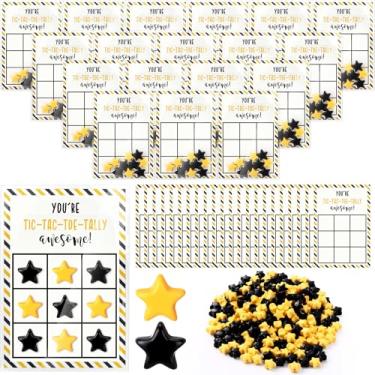 Imagem de Seenelling 30 conjuntos de cartas inspiradoras de jogo de tabuleiro Tic Tac Toe com Mini Star OPP sacos de formatura suprimentos de festa de formatura presentes para escola sala de aula estudante