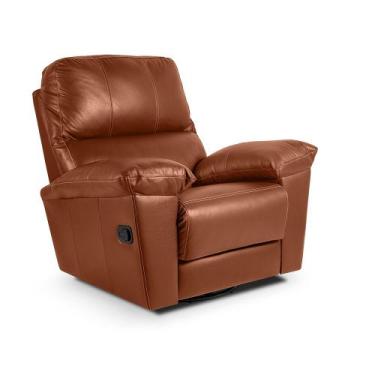 Imagem de Poltrona do Papai em Couro Reclinável Giratória Relax Glider Mecânico 
