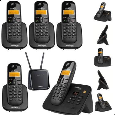 Imagem de Telefone Sem Fio Secretária Eletrônica + 4 Ramal Para Chip 4 - Intelbr