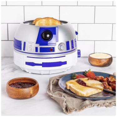 Imagem de Torradeira 2 Fatias com Tema Star Wars Artoo, Acende Luz e Faz Sons, 110V 900W, Uncanny Brands, Prata e Azul