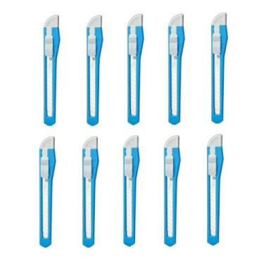 Imagem de Kit 10 Estiletes Azul Estreito Plástico com Trava ES04 - Tilibra