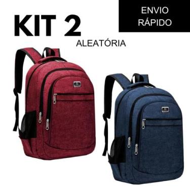 Imagem de Kit 2 Mochilas Bolsa Viagem Resistente Casual Viagem Faculdade Coreana