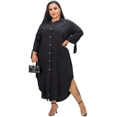 Imagem de Chamise Longo Plus Size - ZIEM, Preto liso, G1 (48/50/52)