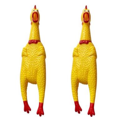Imagem de Frango Galinha Brinquedo Pet Borracha Mordedor C/ Apito - Fun Game, 2