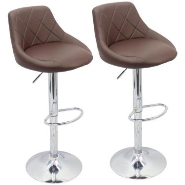 Imagem de Kit 2 Banquetas Milano Estofada Giratória c/ Regulagem - Café