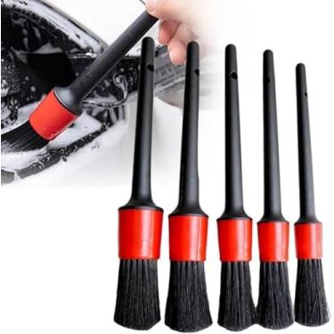 Imagem de Kit de Pincéis para Detalhamento Automotivo – 5 Peças | Limpeza Interna e Externa de Carros |Cerdas Macias e Resistentes | Ideal para Rodas, Painel, Emblemas e Cantos Difíceis