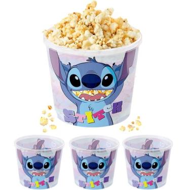 Imagem de 3 Balde de Pipoca Pote Stitch Lembrancinha Sacola Surpresa - Plasútil