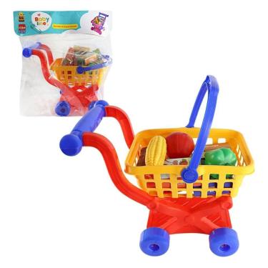 Imagem de Carrinho Supermercado Brinquedo Cesta Removível E Acessórios