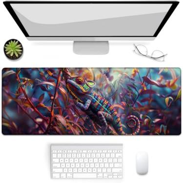 Imagem de VANZEV Mouse pad Chameleon para jogos, mouse pad, tapete de mesa, base de borracha antiderrapante para computadores, laptop, escritório, escola, acessórios de casa, presentes 80 x 30 cm