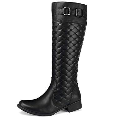 Imagem de Bota Feminina Montaria Cano Alto Bordado Metalasse Couro Legitimo (Preto, BR, Adulto, Numérico, 33)