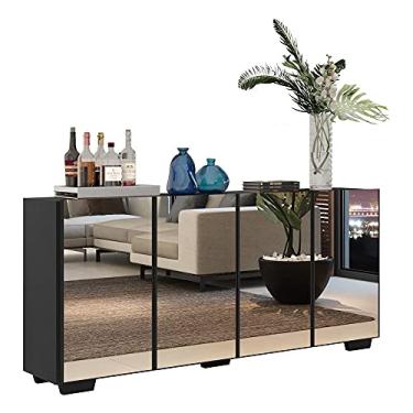 Imagem de Aparador Buffet com Espelho Multimóveis Vegas com 4 Portas Fg3560 Preto