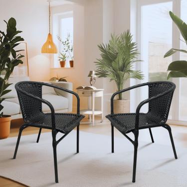Imagem de Cadeiras de Jardim Ravena Fibra Sintética com Estrutura de Aço para Varanda e Área Externa 2 unidades