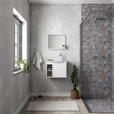 Imagem de Kit de Banheiro Montado em Madeira c/ Armário Espelho e Lavatório Bran