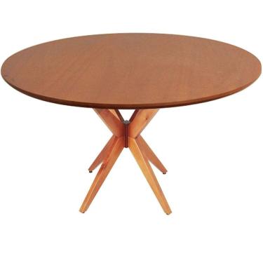 Imagem de Mesa de Jantar Base Estrelada de Madeira Maciça 100cm Alice Cinamomo