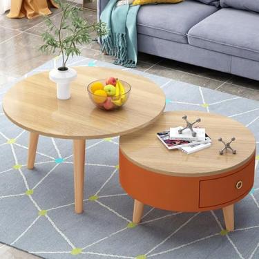 Imagem de AKALNNB Mesa de centro de encaixe, design de armazenamento interno, cantos arredondados de 360°, armazenamento aberto, para sala de estar, quarto, estúdio, fácil de mover e montar