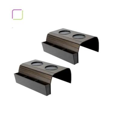 Imagem de Kit 2 Esteiras para Braço de Sofá Porta Copos em Madeira MDF - Box Fan