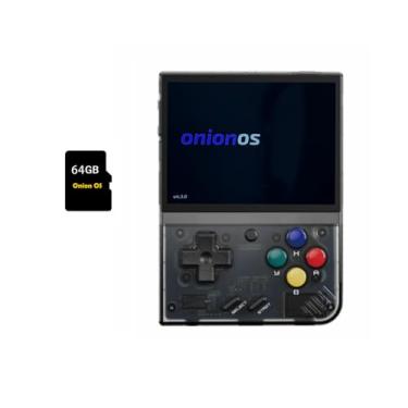 Imagem de MIYOO Mini Plus Onion OS 64GB TF Card Preinstalled Retro Portable Handheld 3.5inches IPS Screen Game Console Miyoo Mini+ Console Compatible with OnionOS System (Black transparent 64GB)