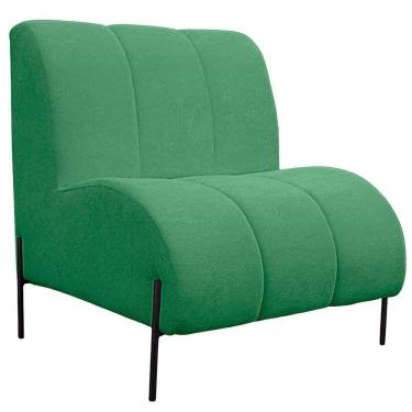 Imagem de Namoradeira Marselha Pés De Ferro Para Sala Hotel Tecido Boucle Cor Verde Esmeralda