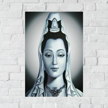 Imagem de Placa Decorativa Mdf Kuan Yin Tamanho 20x27cm Modelo 4a
