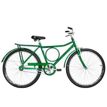 Imagem de Bicicleta Masculina Aro 26 Barra Circular Varão Alumínio Natural Cor Verde Escura