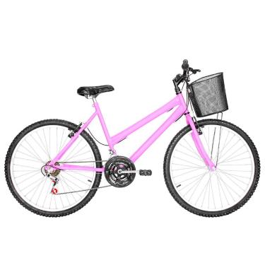 Imagem de Bicicleta Feminina Aro 26 Mtb Alumínio Natural 18 Marchas Cor Rosa