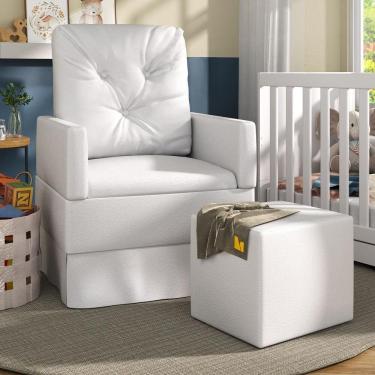Imagem de Poltrona De Amamentação Com Balanço E Puff Multimóveis Ex4003 Branca Branco