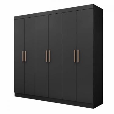 Imagem de Guarda Roupa De Casal Paris 6 Portas Mdp Preto Fosco Maxel Preto Fosco