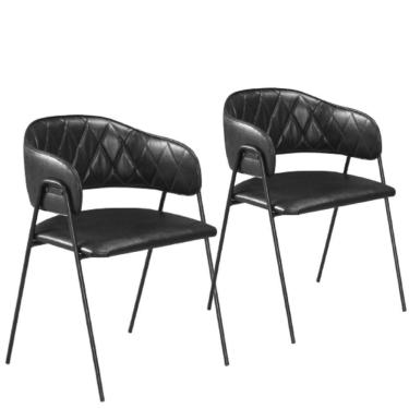 Imagem de Conjunto 2 Cadeiras Veneza No Couro Preto E Metal Preto