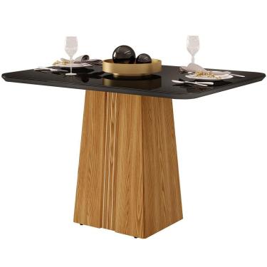 Imagem de Mesa De Jantar Raquel Com Tampo De Vidro 79,6 X 120 X 90cm Dj Móveis Ginger Com Preto