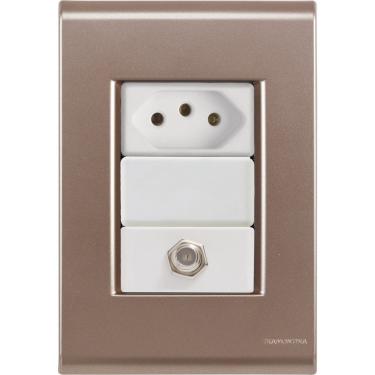 Imagem de Cj Tomadas 10a E Tv Sat Coaxial Liz Ouro Velho Tramontina Completo Pronto Tramontina