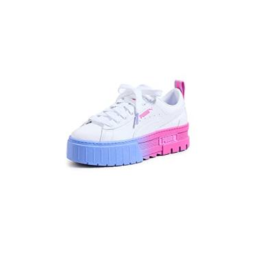 Imagem de PUMA Tênis feminino Mayze Fade Gradient Platform Casual - Branco, Branco, 6 Wide