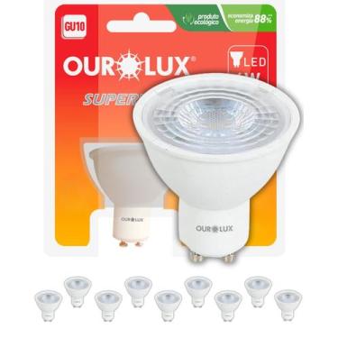 Imagem de 9 Lâmpadas LED Dicróica Ourolux 4w Gu10 Bivolt 2700K Cor da Luz Amarel