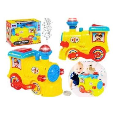Imagem de Brinquedo Solta Fumaça Trem Locomotiva Infantil Luz E Som - Brinquedo 