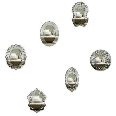 Imagem de Kit Mini Espelhos Decorativos Venezianos Taranto 6 Peças - Creatus