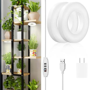 Imagem de Avkast Luminária De Teto Para Cultivo Plantas Interior, Lâmpada Espectro Completo Com 96 Leds, Pequena Suspensa Temporizador, Liga/Desliga Automático Por 4, 8 E 12 Horas, Prateleira Regulável Em 10