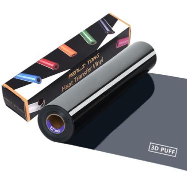 Imagem de RENLI·TONG Rolo De Vinil Transferência Térmica Fosco Renlitong 3D Puff Htv 30 Cm X 2,13 M Para Passar A Ferro Em Camisetas Prensadas, Todos Os Designs Máquina Corte (2,13 M, Preto)