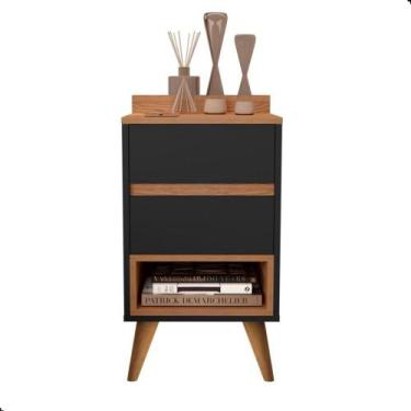 Imagem de Mesa de cabeceira Duda quarto com praleleira Nicho 2 Gavetas - Dullar,